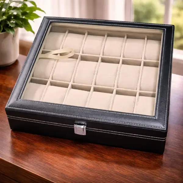 Luxury 18 Slot PU Leather Watch Box (3)