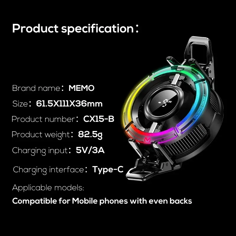 MEMO CX15 Digital Display Mobile Game Cooling Fan 2