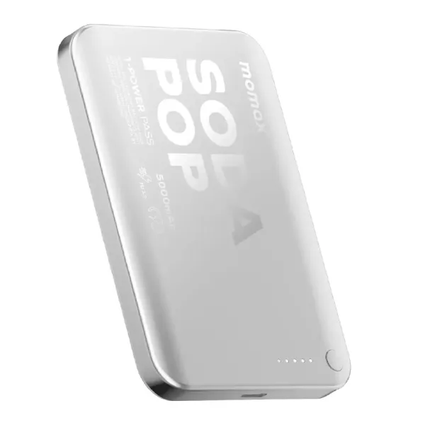 Momax 1-Power Pass 5000mAh Magnetic Wireless Charging Battery Pack - Grey