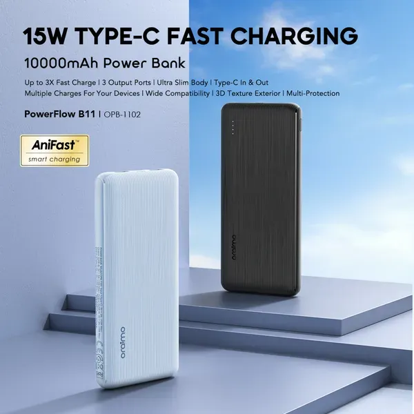 Oraimo PowerFlow B11 10000mAh 15W Power Bank (OPB-1102) - selected variant