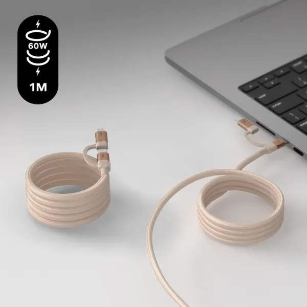 Momax Mag.Link Duo Magnetic USB-C to USB-C & Lightning Cable 60W – 1 M - selected variant