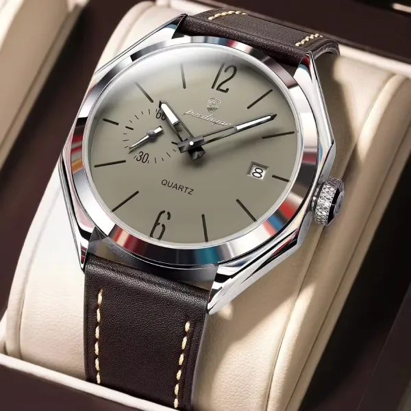 POEDAGAR 689 Quartz Men's Watch - Silver Grey
