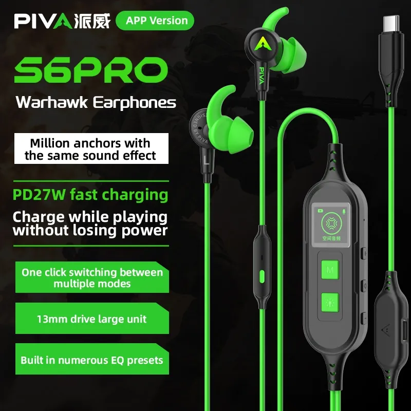 Piva S6 Pro Falcon E-sports In-ear Wired Gaming Earphone Type-C - selected variant