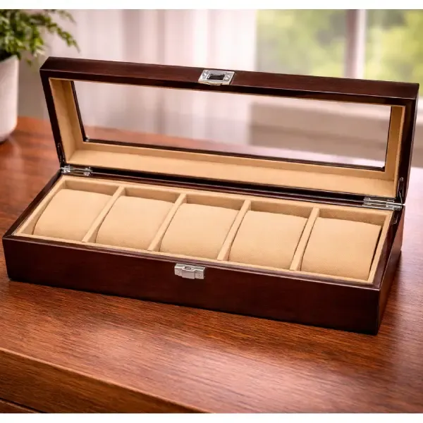 Premium 5 Slots Display Leather Watch Box