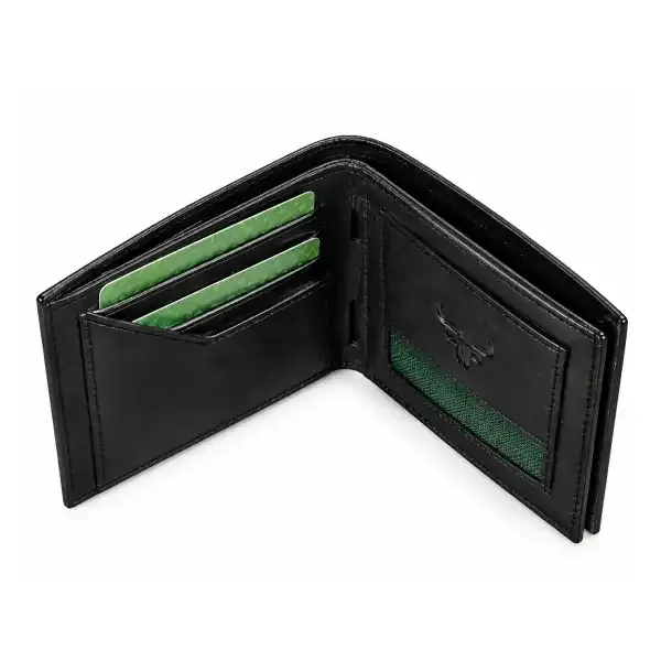 Premium Black Leather Bifold Wallet for Men – Stylish & Functional Card Holder image 2 (1)