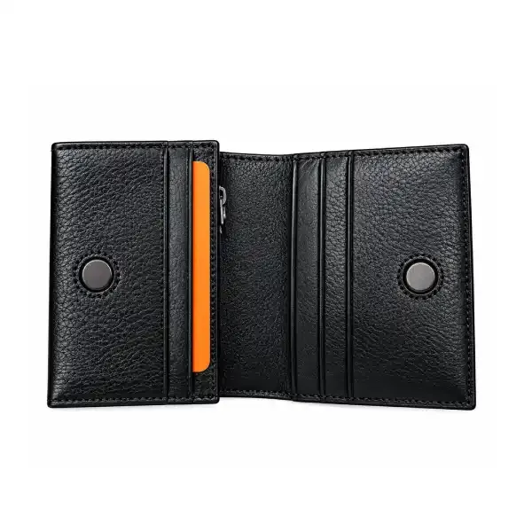 Premium Black Leather Magnetic Bifold Wallet for Men – Multi Card Holder image 2