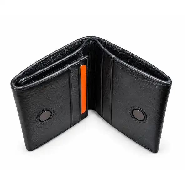 Premium Black Leather Magnetic Bifold Wallet for Men – Multi Card Holder image 3