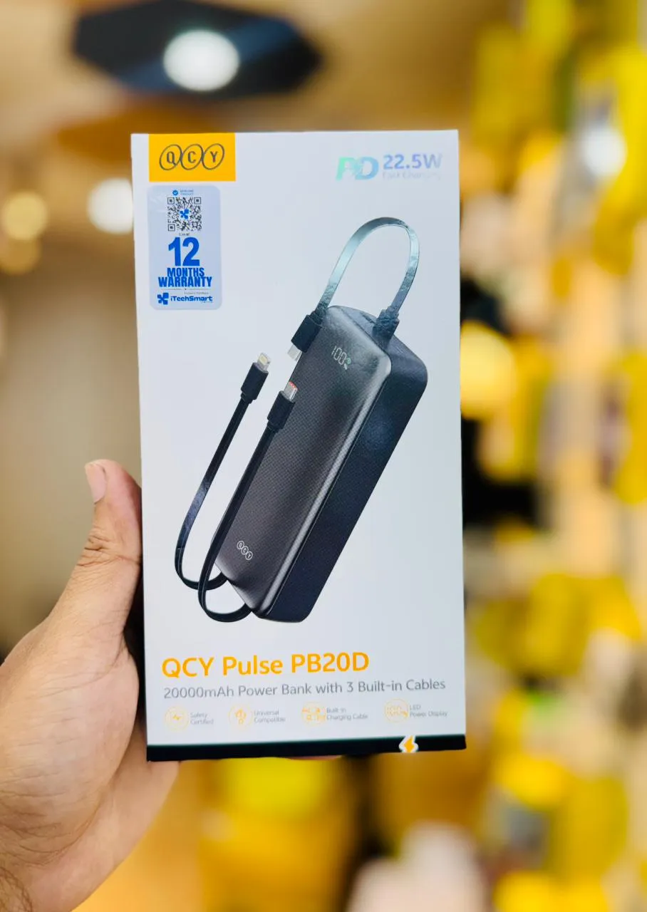 QCY Pulse PB20D 20000mAh 22.5W Power Bank built-in cables - selected variant