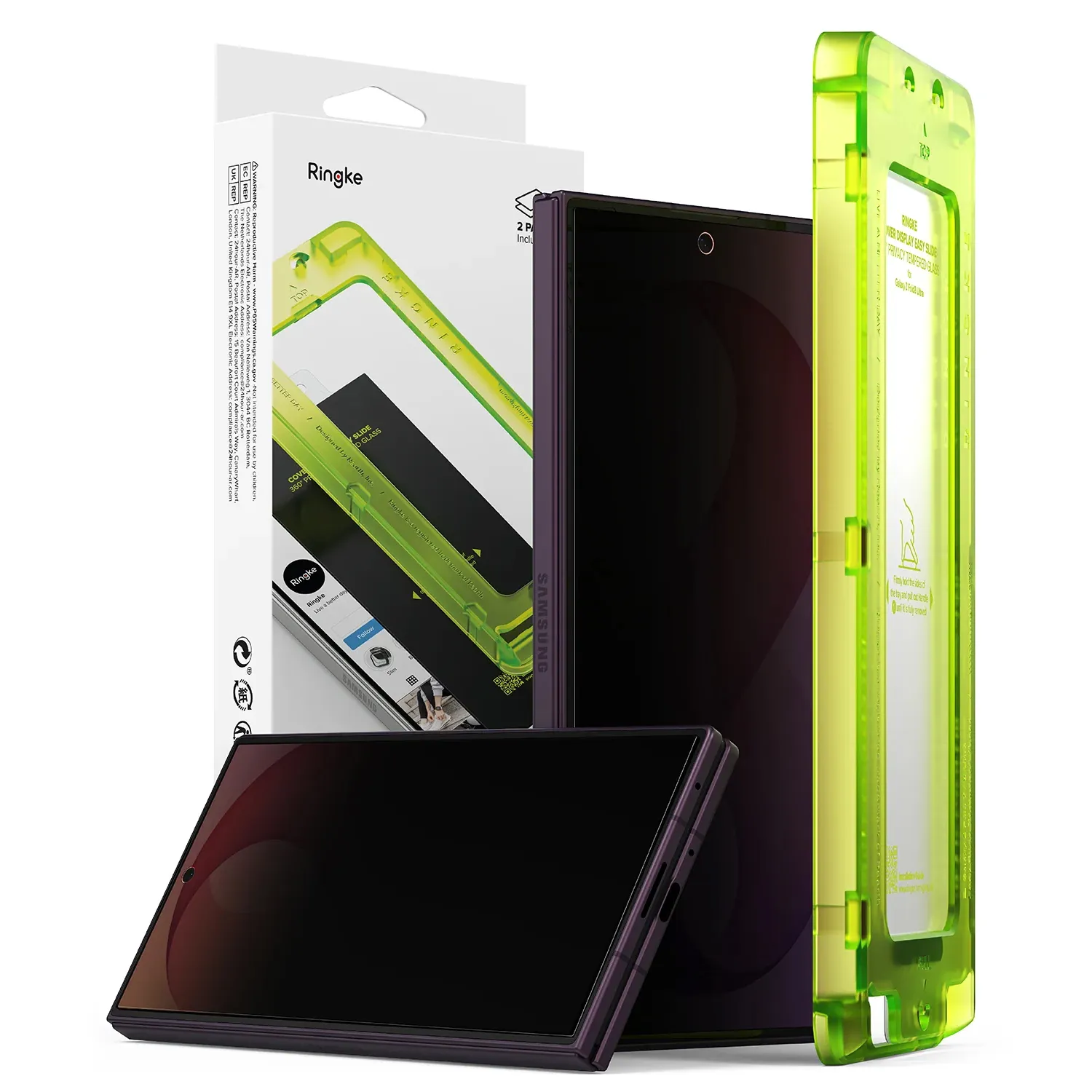 Ringke 360° Privacy Glass Protector For Galaxy Z Fold 8 Ultra (2 Pack)
