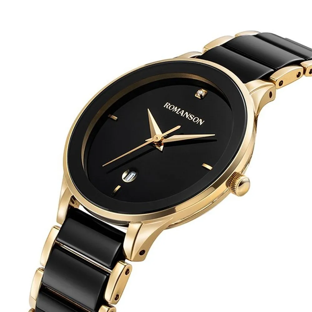 Romanson Lumiere Ceramic DIA Women's Watch Gold Plated RWTMKL3BS700CSBK0 1