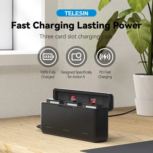 TELESIN 3 Slot Battery Charger for DJI Osmo Action 5 Pro (S0 BCG 34 TDJ) 3