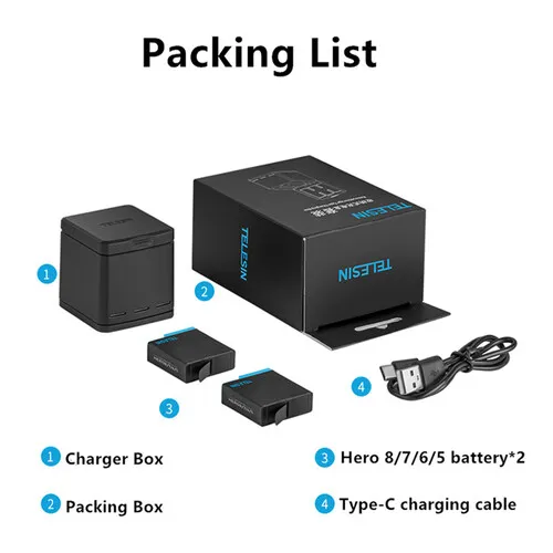 Telesin 3 Channel Battery Charger Kit for GoPro Hero 8 7 6 5 Black (GP BNC 801) 3