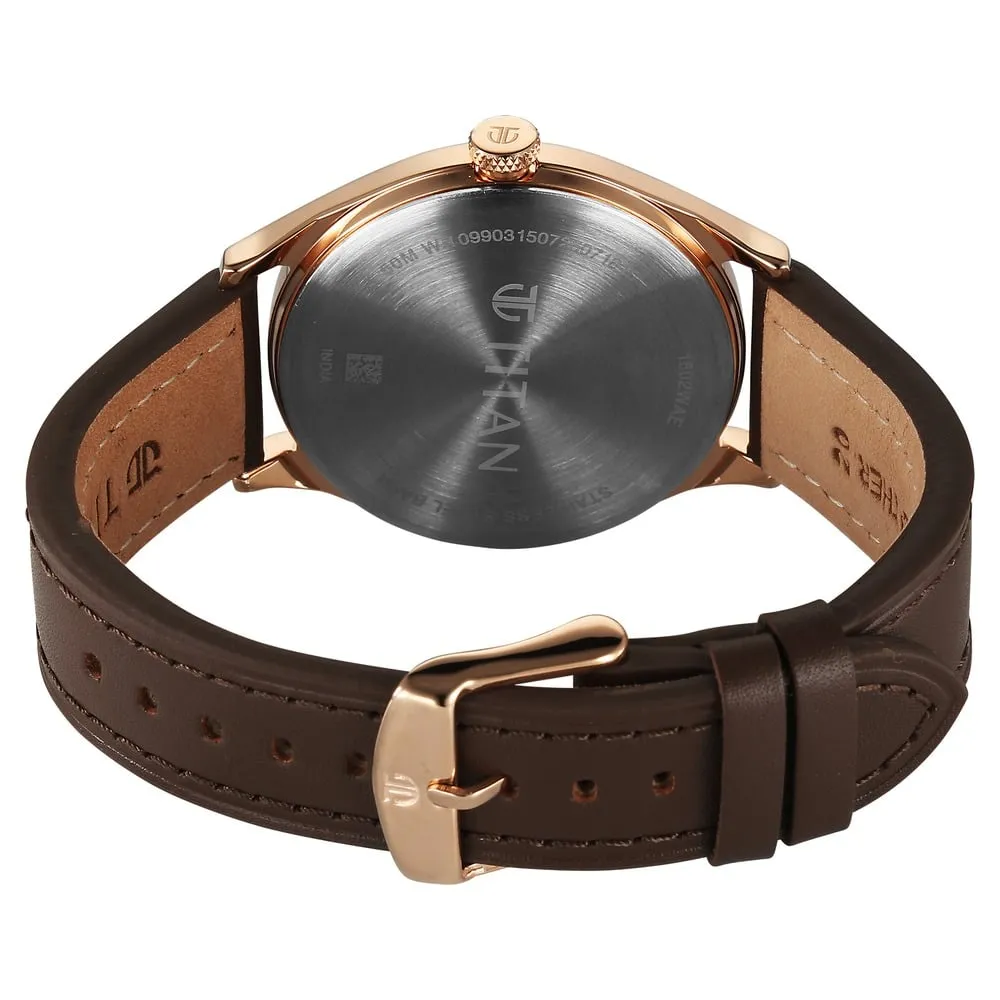Titan Neo Basics Analog with Brown Dial Brown Leather Strap Watch for Men