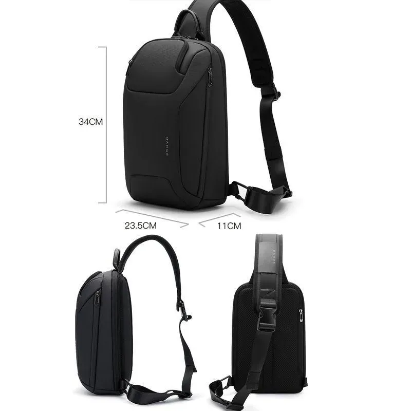 Bange Bg 8031 Men Chest Bag Business Duty Large Capacity Shoulder Crossbody Bag Black 4