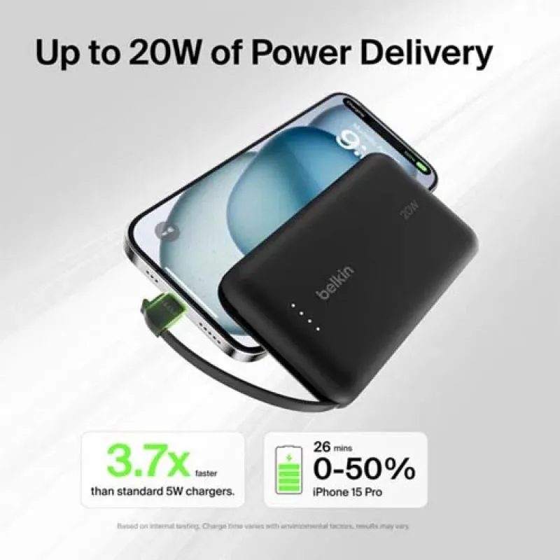 Belkin Boostcharge 20w Bpb021 Power Bank 10k With Intergrated Cable