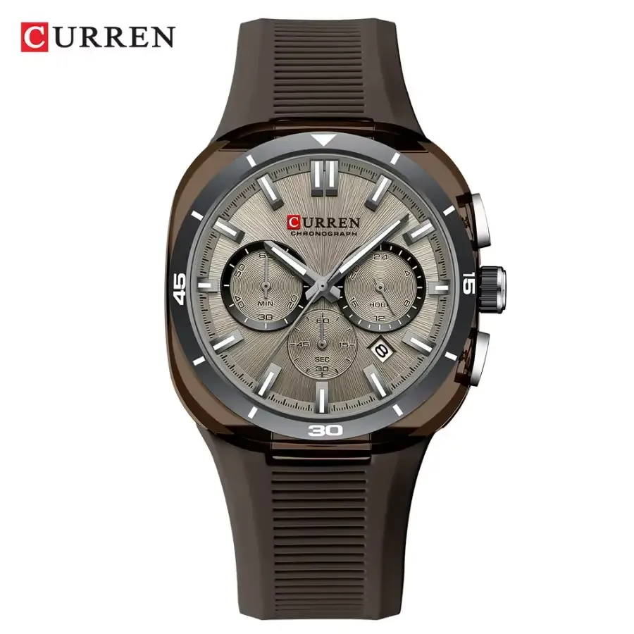 Curren 8502 Silicone Watch Brown
