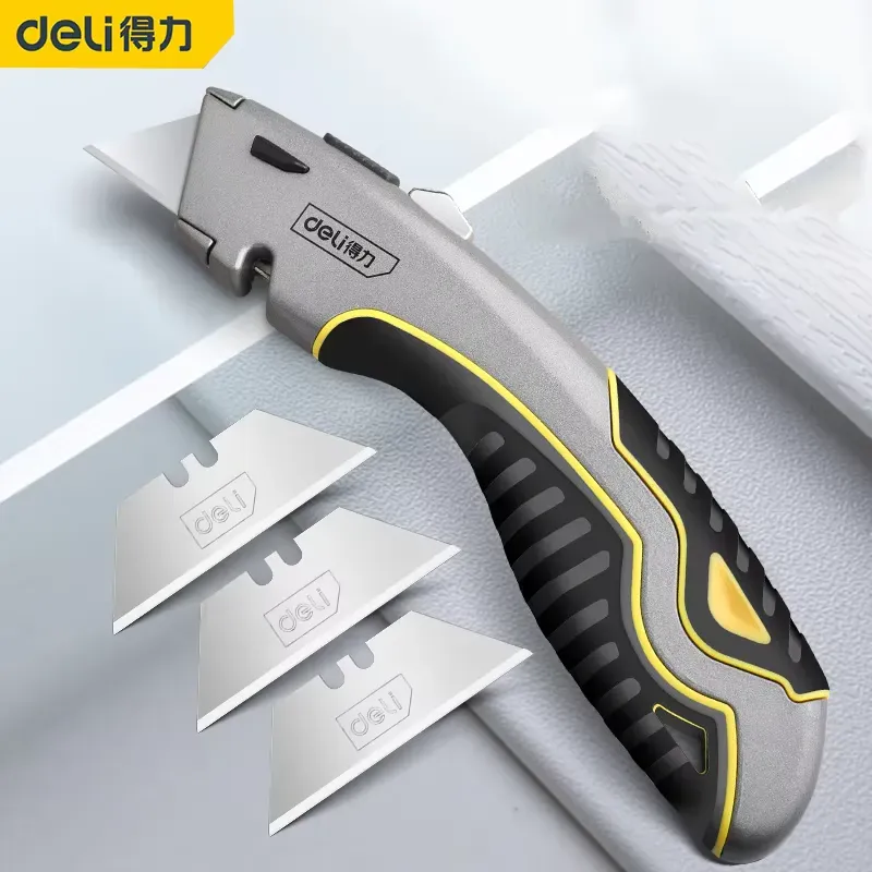 Deli Dl411 Heavy Duty Stable Retractable Art Utility Knife Zinc Alloy Cutter 7