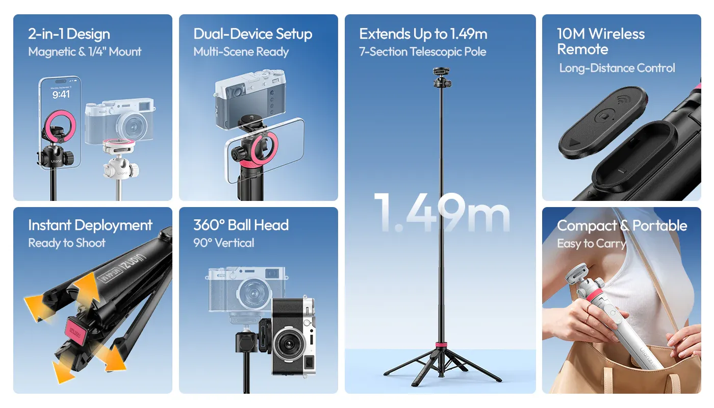 Ulanzi MT-44M Selfie Stick Tripod