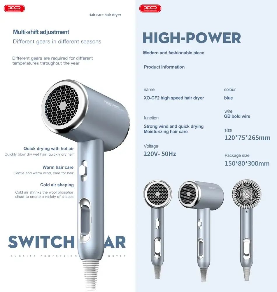 XO CF2 1600W Handheld Hair Dryer with Temperature Control