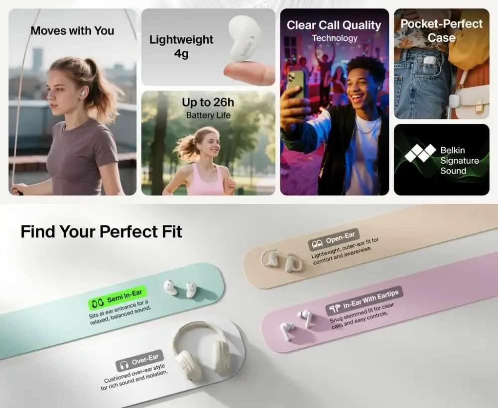Belkin SoundForm Anywhere Wireless Earbuds