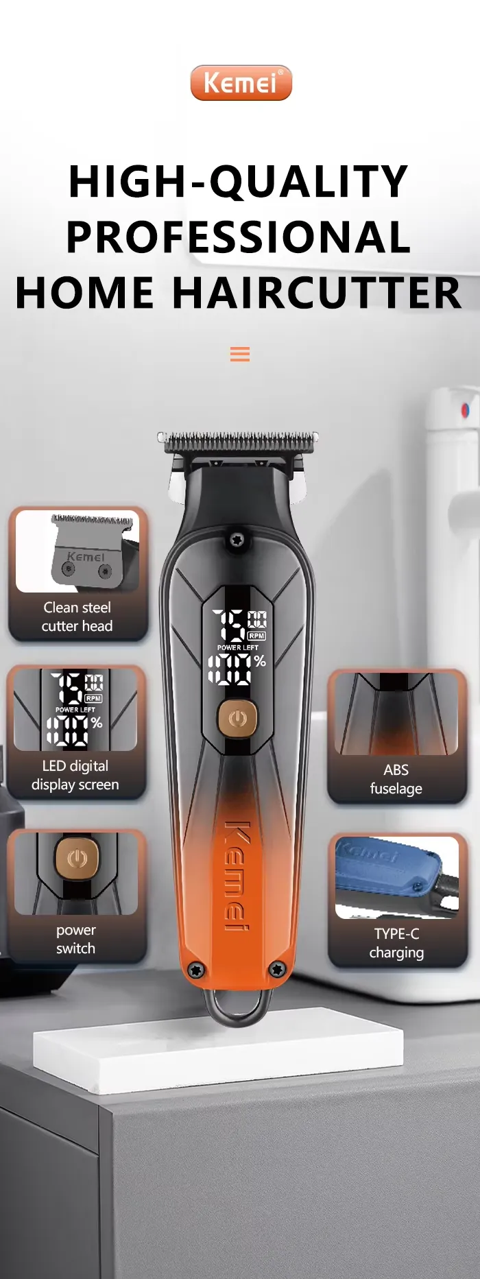 Kemei KM-1741 Rechargeable Beard & Hair Clipper