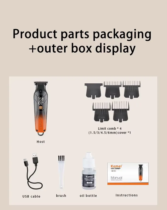 Kemei KM-1741 Rechargeable Beard & Hair Clipper