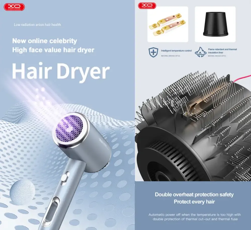 XO CF2 1600W Handheld Hair Dryer with Temperature Control