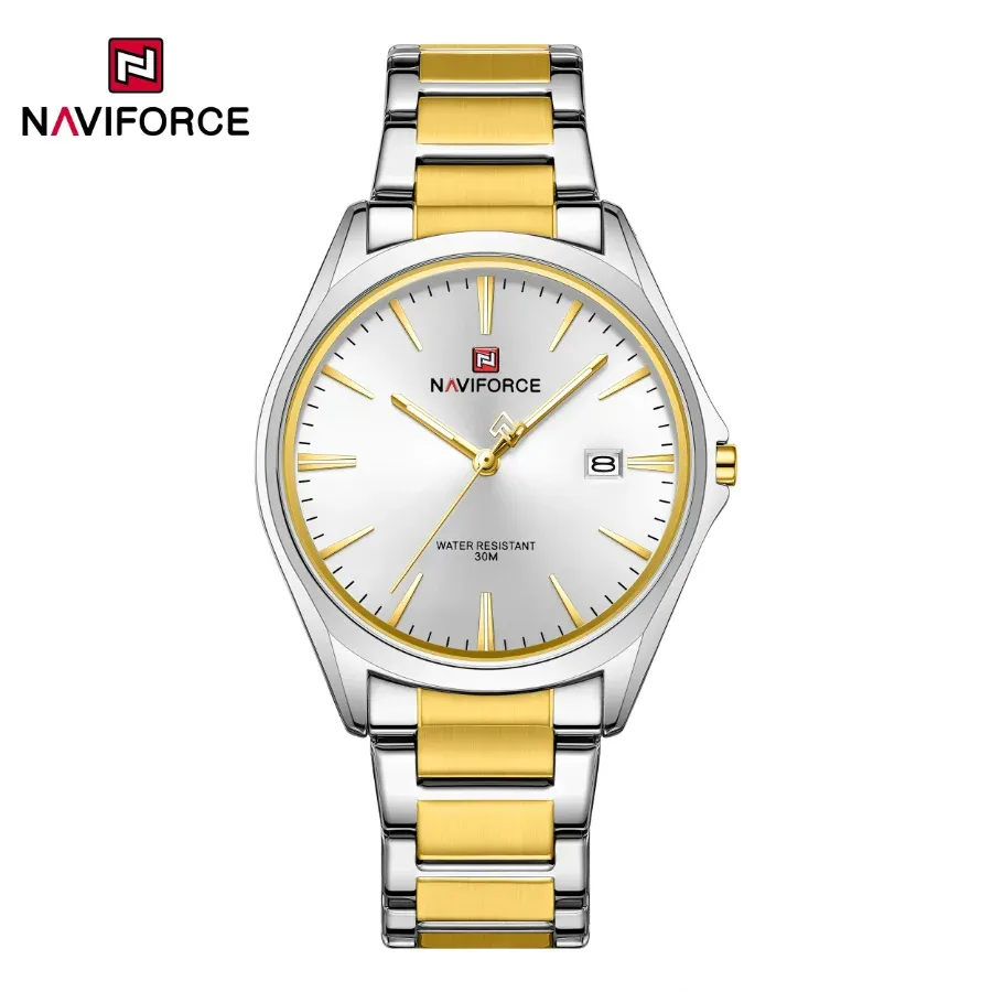 Naviforce 9291 Men's Watch Golden White