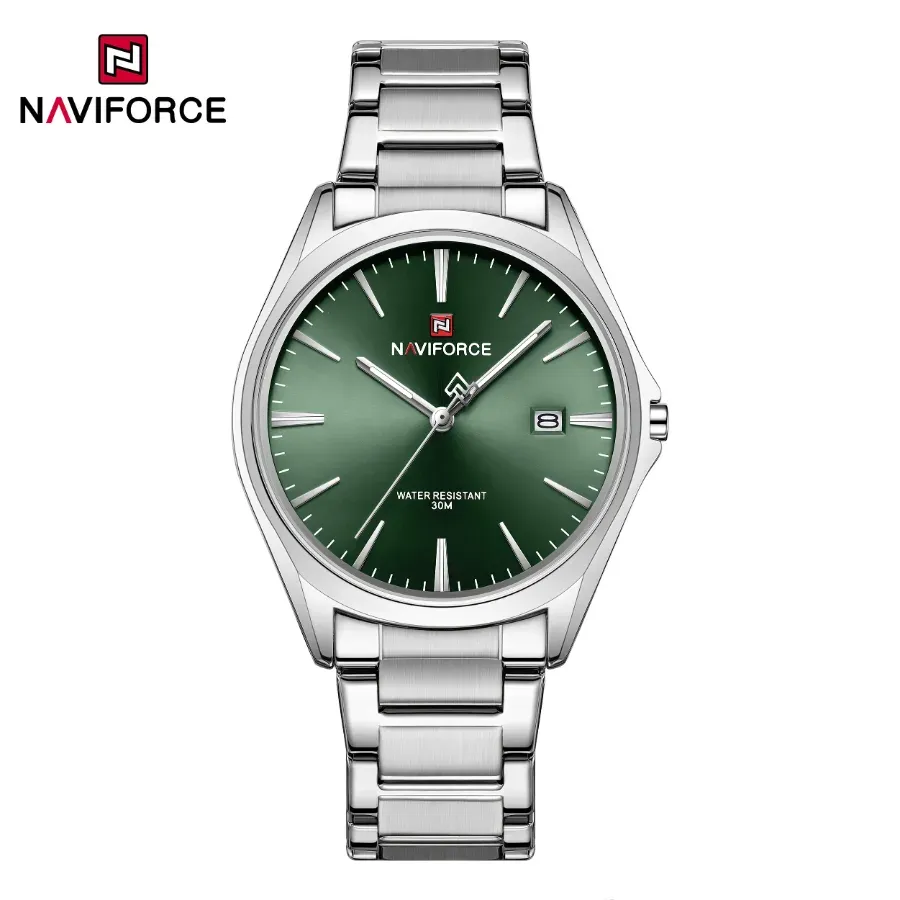 Naviforce 9291 Men's Watch Silver Green
