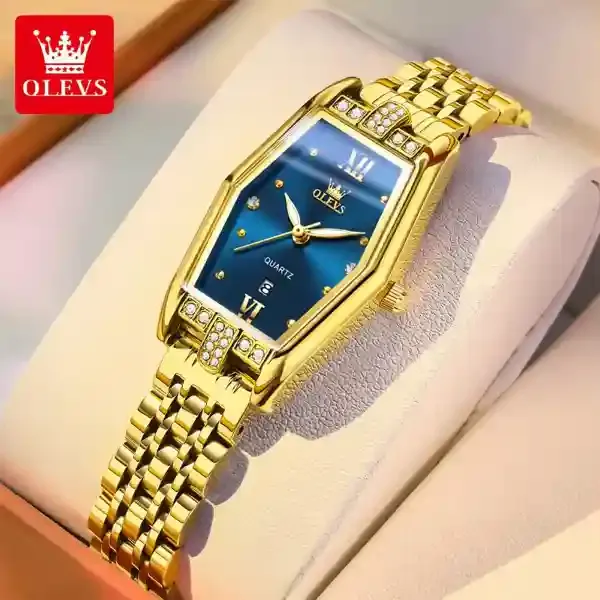 Olevs 3699 Women Watch Gold Black