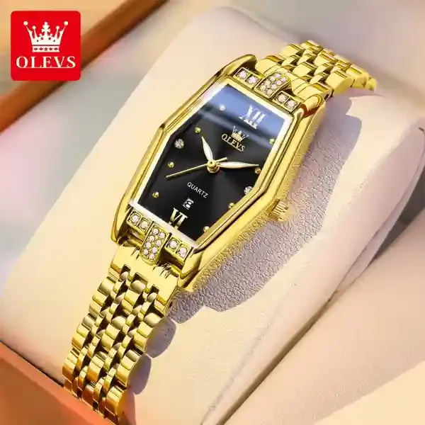Olevs 3699 Women Watch Gold Blue