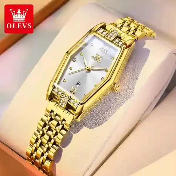 Olevs 3699 Women Watch Gold White