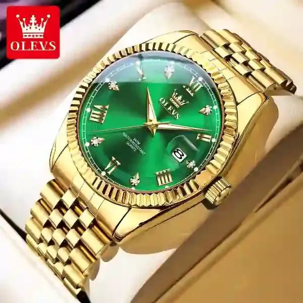 Olevs 5680 Men's Watch - all gold green