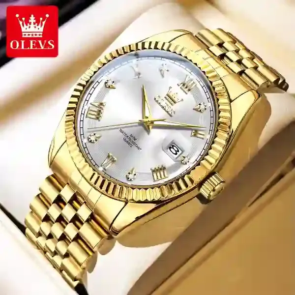 Olevs 5680 Men's Watch all gold white