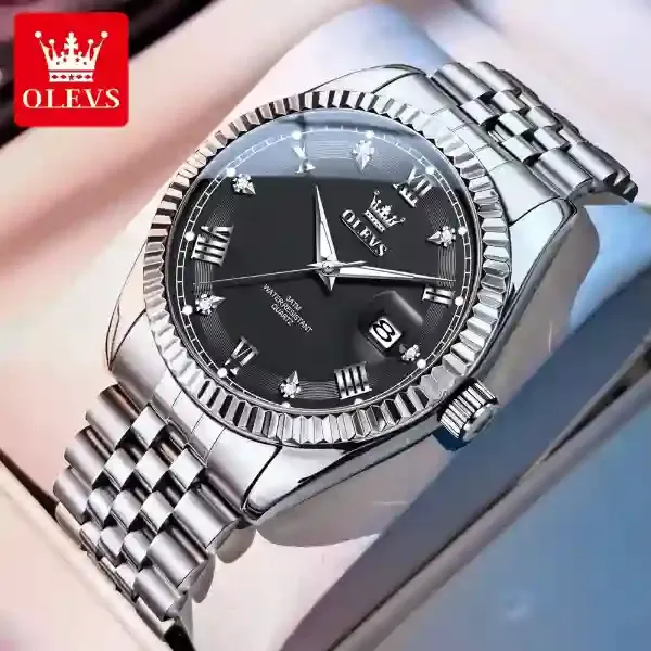 Olevs 5680 Men's Watch silver black