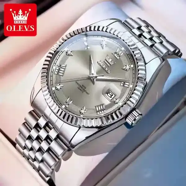 Olevs 5680 Men's Watch silver grey