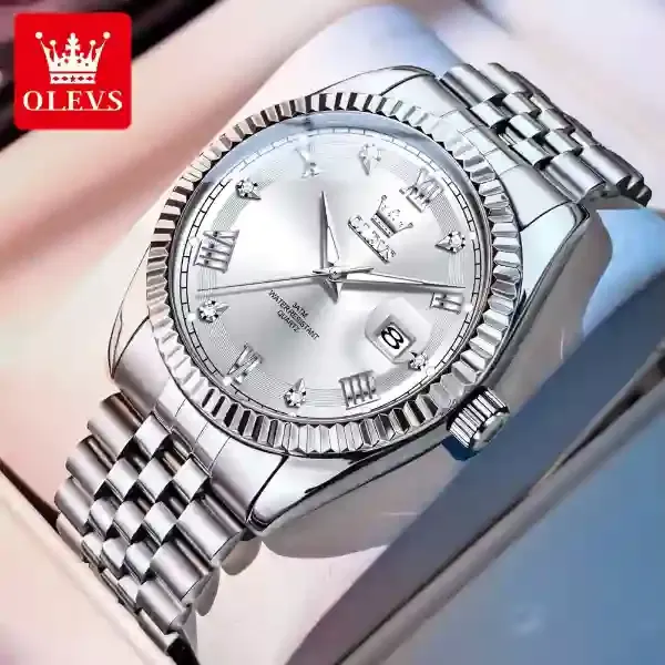 Olevs 5680 Men's Watch silver white