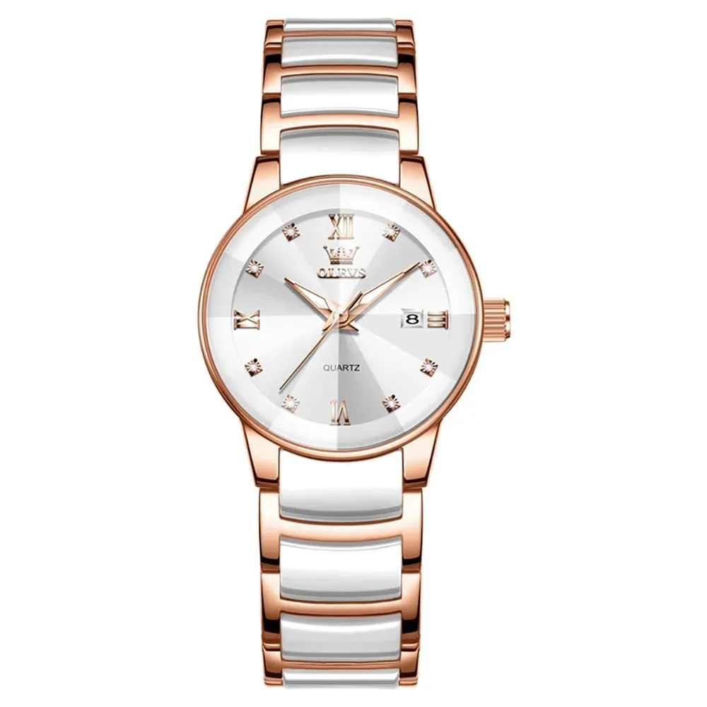 Olevs 7114 Women Watch - White rose gold