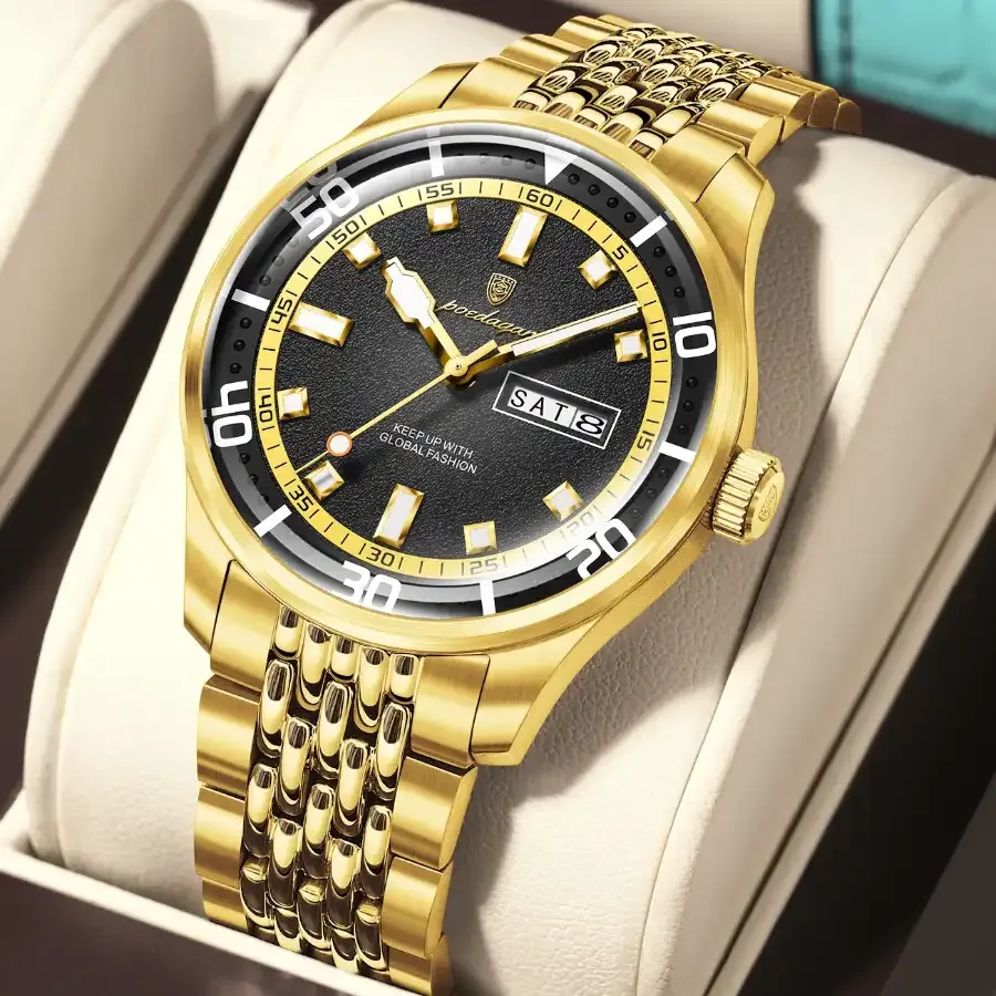 Poedagar 609 Men's Luxury Watch Gold Black