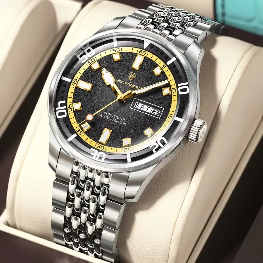 Poedagar 609 Men's Luxury Watch Silver Black