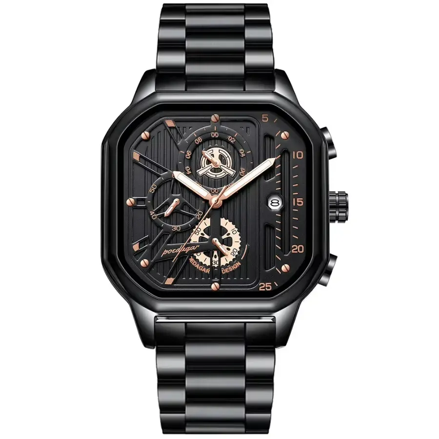 Poedagar 628 Chain Watch Black Gold Black