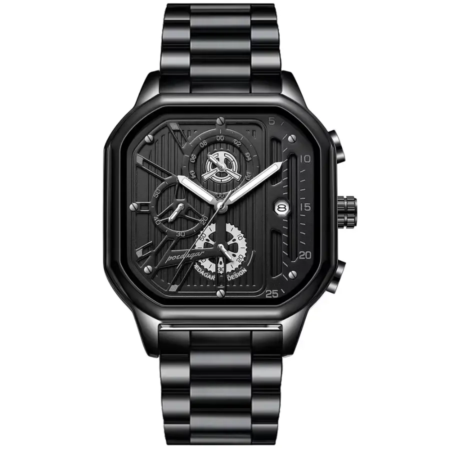 Poedagar 628 Chain Watch Black Silver Black