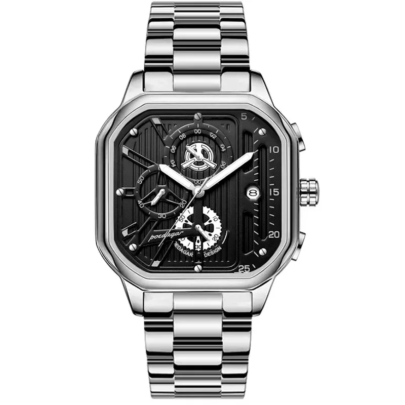 Poedagar 628 Chain Watch Siler Black