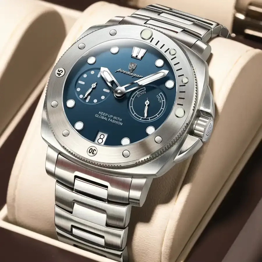 Poedagar 690 Man Wristwatch - Silver Blue