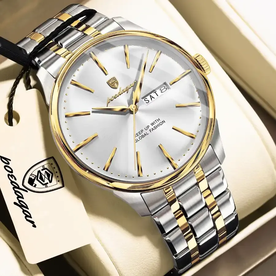 Poedagar 843 Men's Watch Gold White