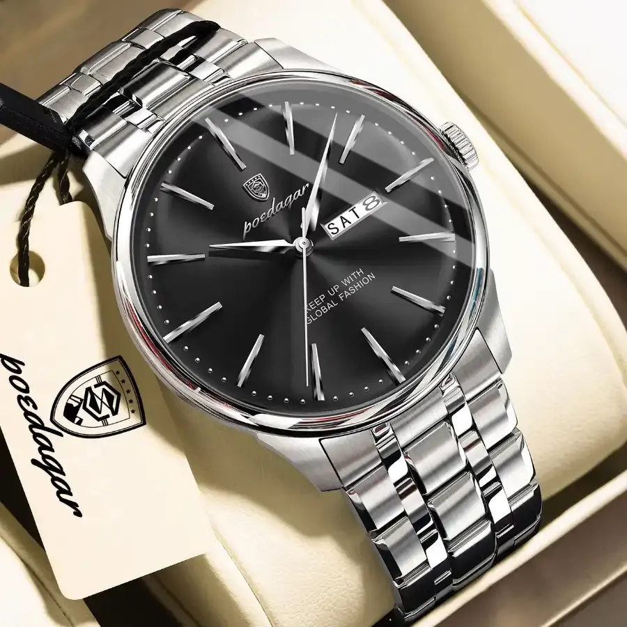 Poedagar 843 Men's Watch Silver Black
