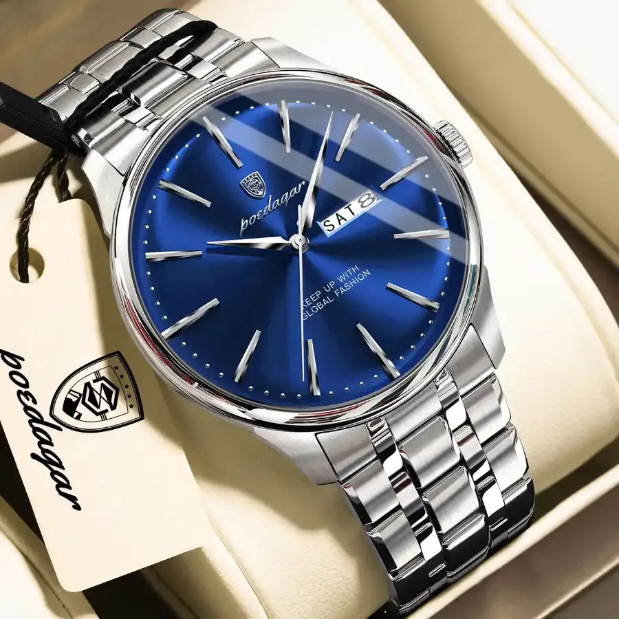 Poedagar 843 Men's Watch Silver Blue