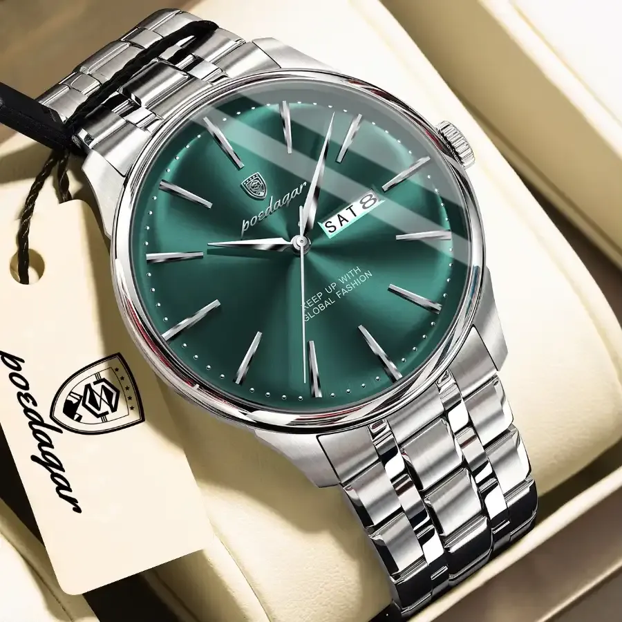 Poedagar 843 Men's Watch - Silver Green