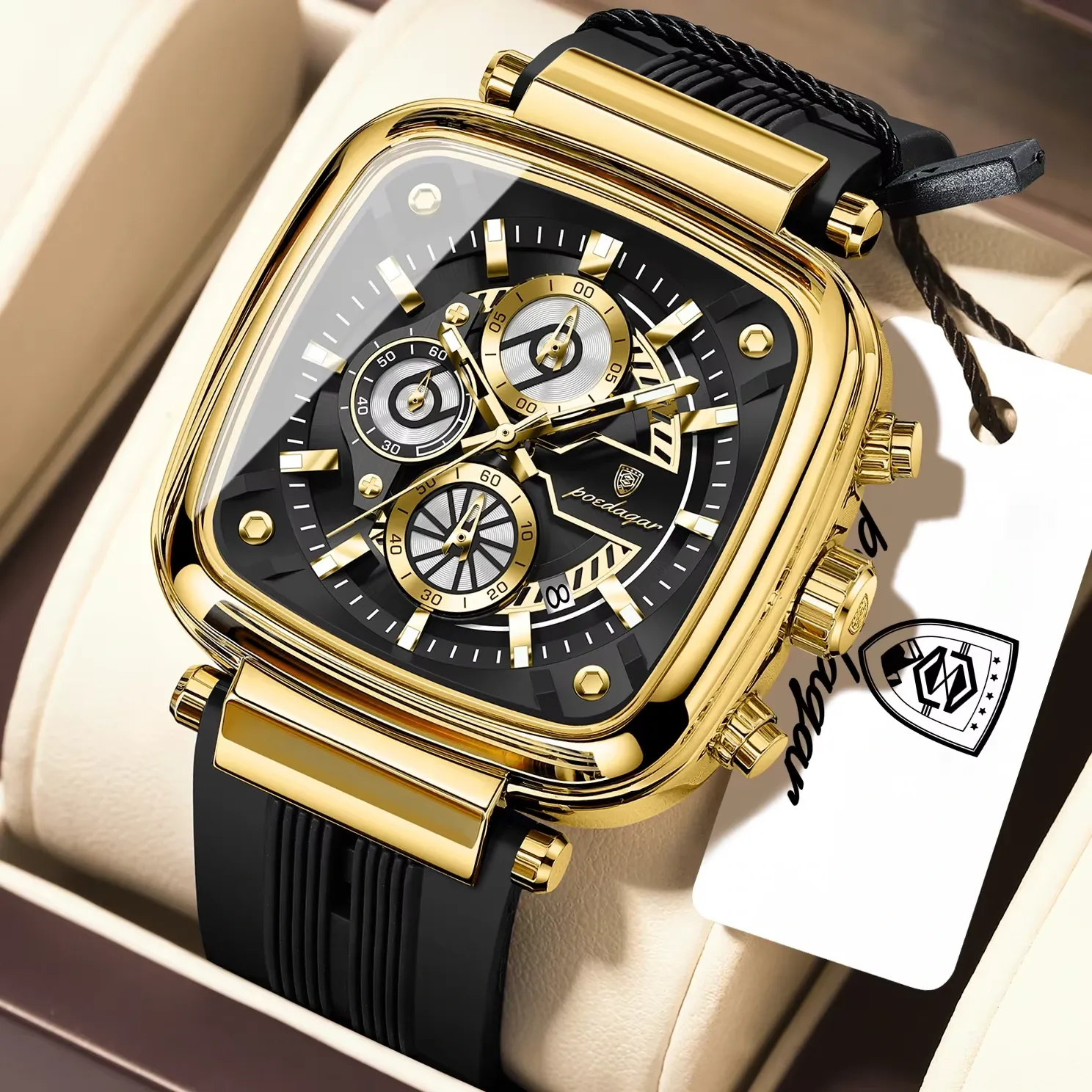 Poedagar 849 Mens watch Gold Black