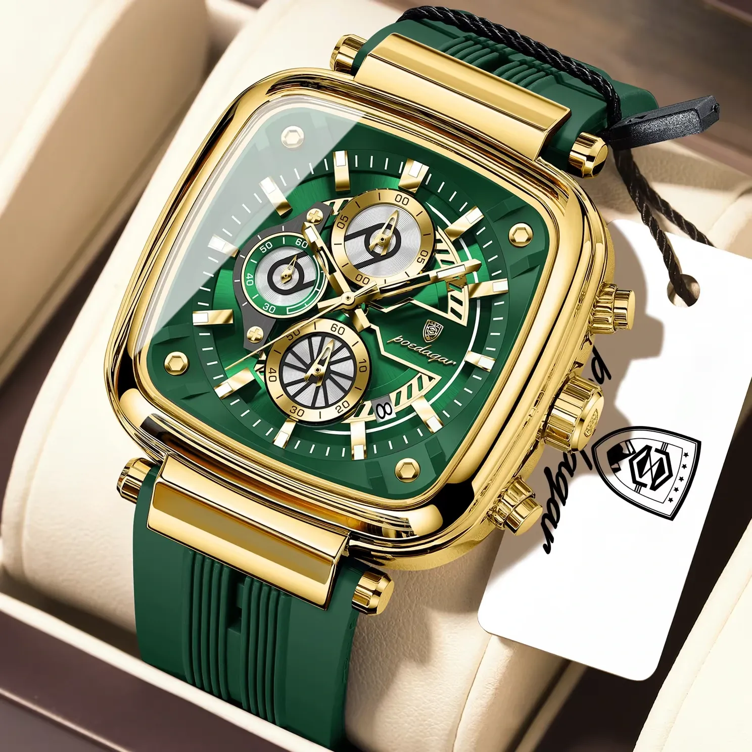 Poedagar 849 Mens watch Gold Green
